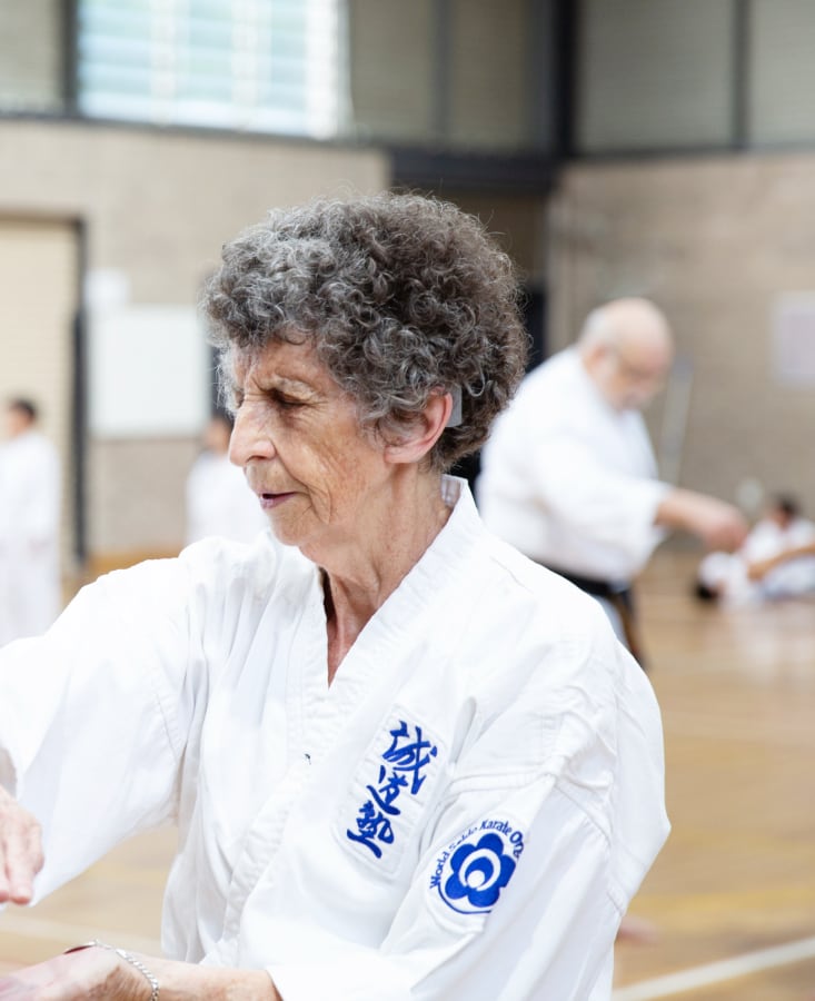 older lady performing martial arts