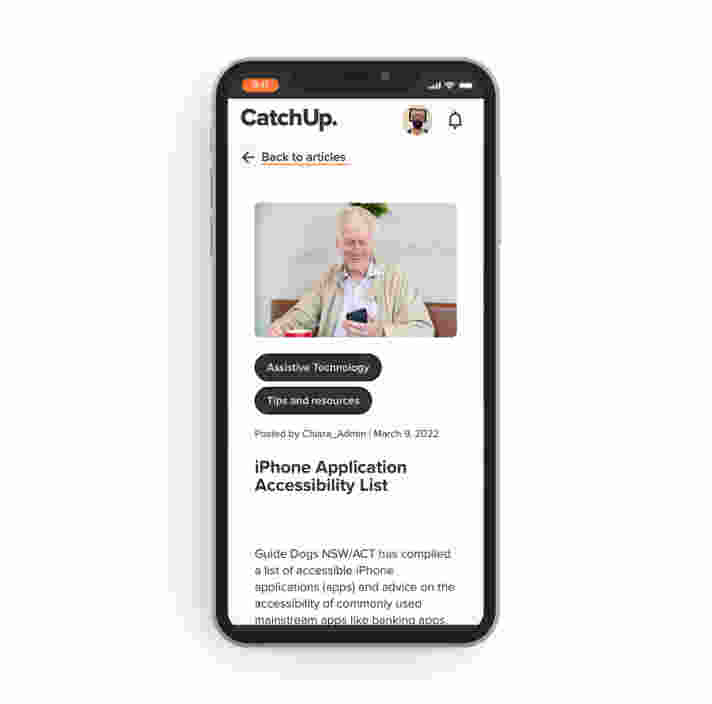 Mockup of CatchUp on mobile.