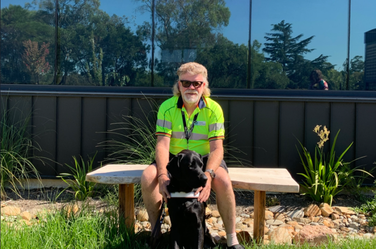 David meets fourth Guide Dog Lenny