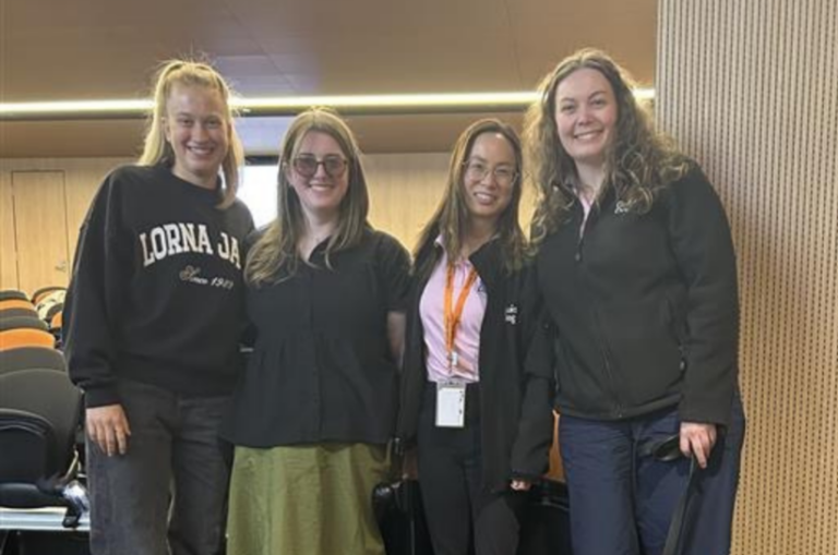 Ella, Bridie, Danette, Kerryn standing together for a photo at Deakin University Campus.