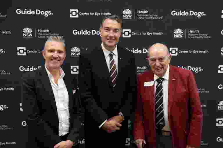 A photograph from the opening of the Cameron Centre with Dale Cleaver, James Mueke and Doug Cameron