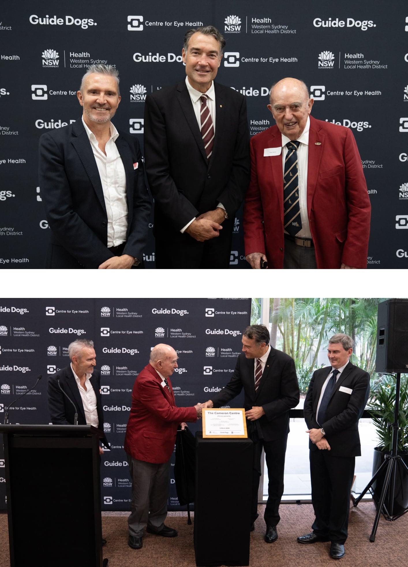 2 images of Doug Cameron officially opening the Cameron Centre
