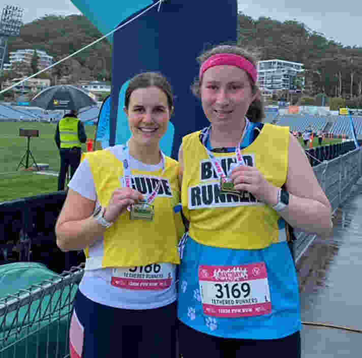 Emily’s Bay to Bay Running Festival 12km fun run with sighted guide Claire.