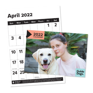Guide Dogs branded large print 2022 calendar.