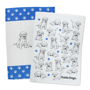 Tea towels featuring illustrations of Labradors.