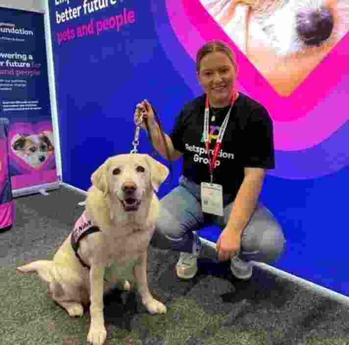 Ambassador Dog Nancy with Tilly Coutts from Petspiration Group at Sydney Dog Lovers Show