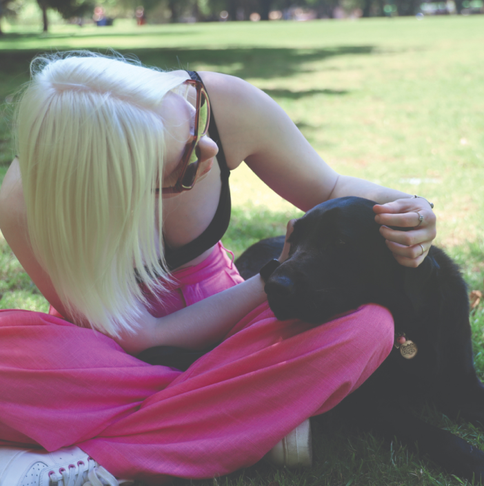 Lucy and Dottie on the grass