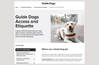 Find out more about Guide Dog Access Rights and Etiquette. 