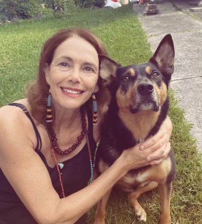 Sally with her Kelpie Shadow.