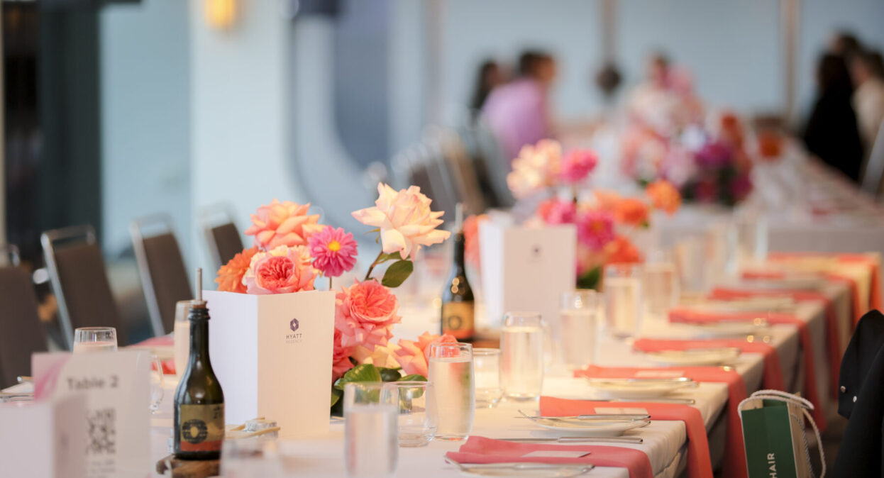 Table set up at the event.