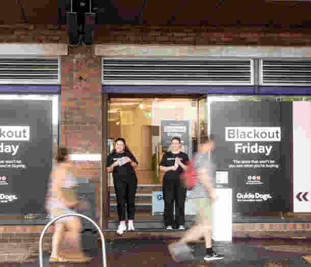 Outside of the Blackout Friday pop up.
