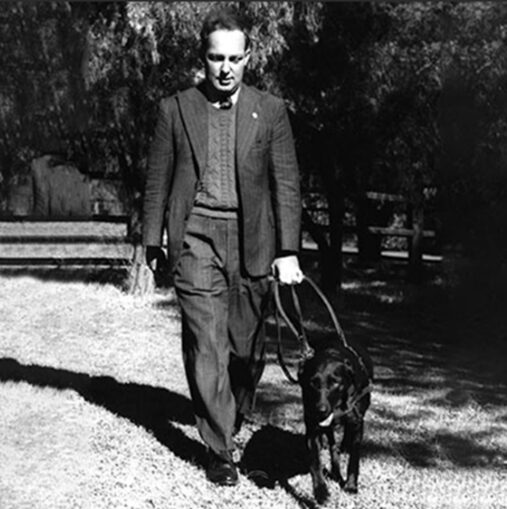 Dr. Arnold Cook and the first Guide Dog in Australia, Dreena.