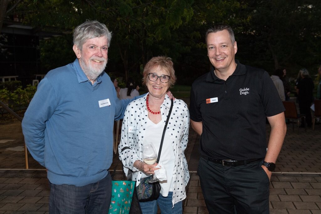 A photo of supporters Algis and Lyn with Jason Clark, General Manager of Fundraising, Marketing & Communications.