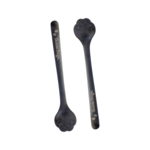Set of two Paw Spoons - Black, each with a paw-shaped end and the Guide Dogs logo printed on the handle.