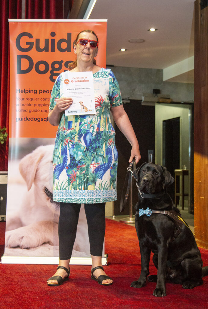 Julianne Dickinson and Guide Dog Gray.