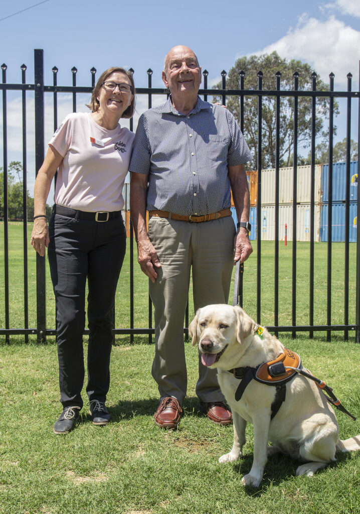 Arthur Whitney and Guide Dog Honnie with Guide Dogs staff team member Keree Cheney.