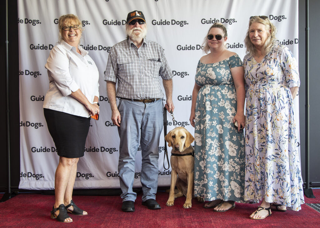 Dave Byars, Guide Dog Harvey and Nerida Heppell.