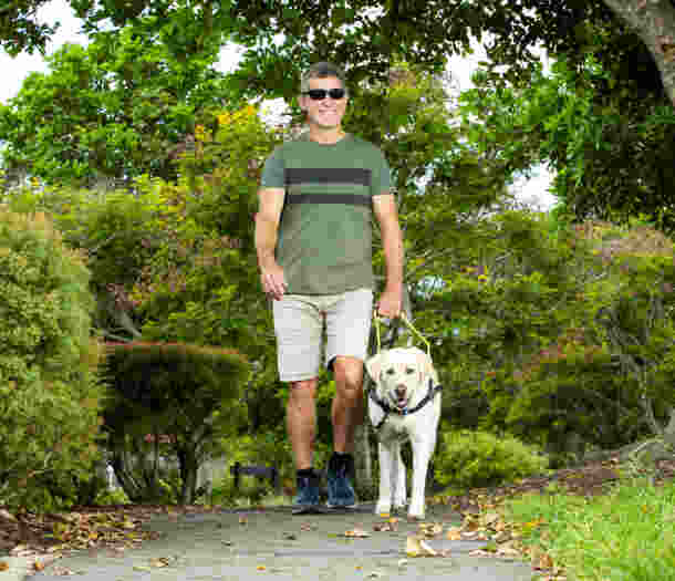 Shayne and Guide Dog Arnie