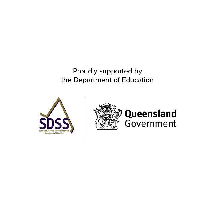 Text reads: "Proudly supported by the Department of Education." The SDSS and Queensland Government logos are side by side below the text.