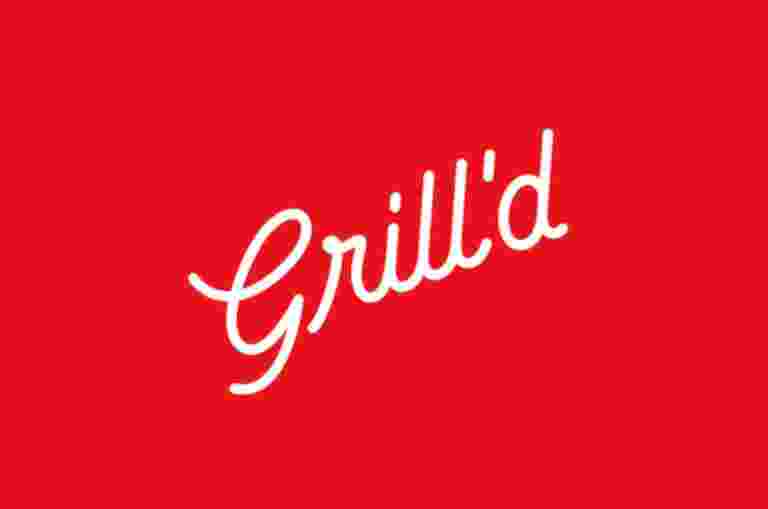 White text on a red background reads Grill'd